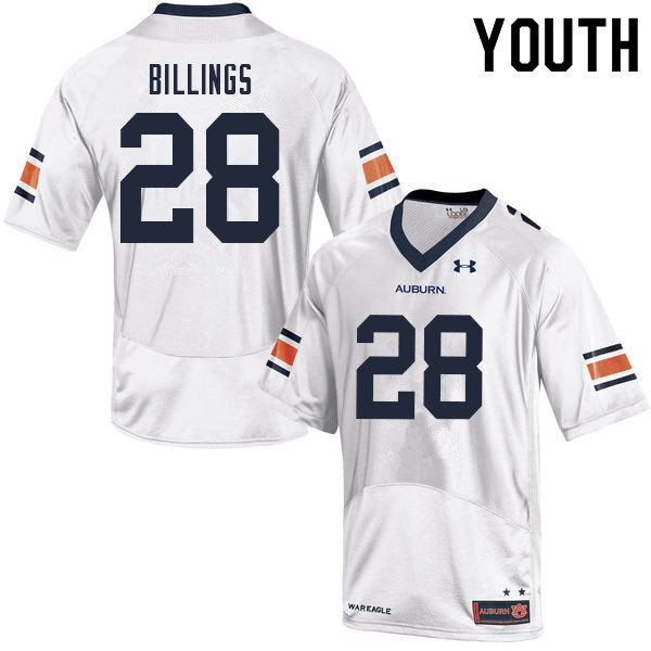 Youth #28 Jackson Billings Auburn Tigers College Football Jerseys Sale-White - Click Image to Close